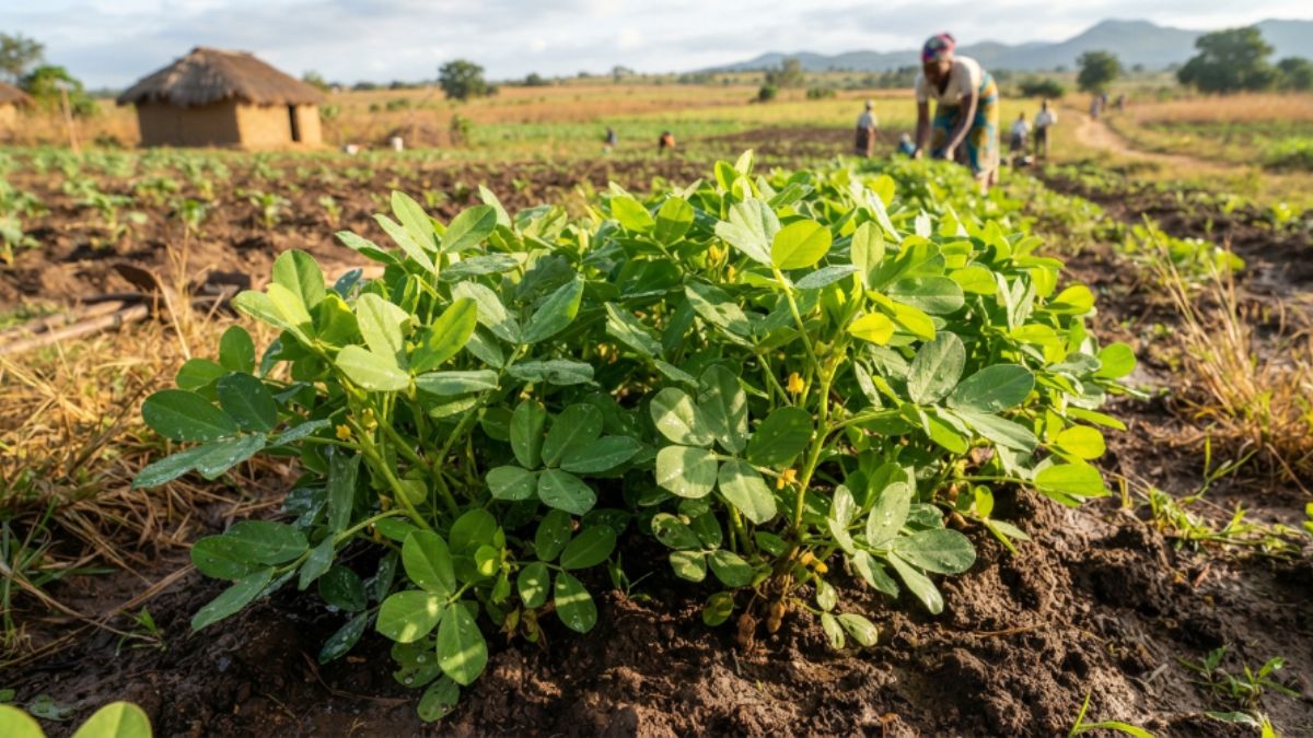 plantas de amendoim saudáveis com folhagem saudavel