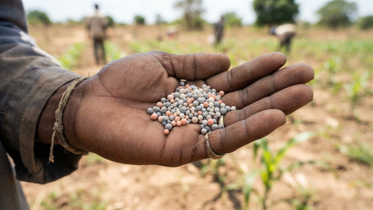 grânulos de fertilizante NPK na mão