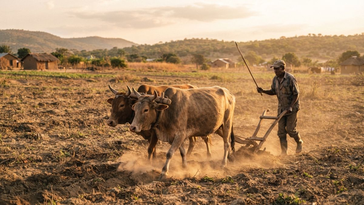 charrua de tracção animal em Moçambique.