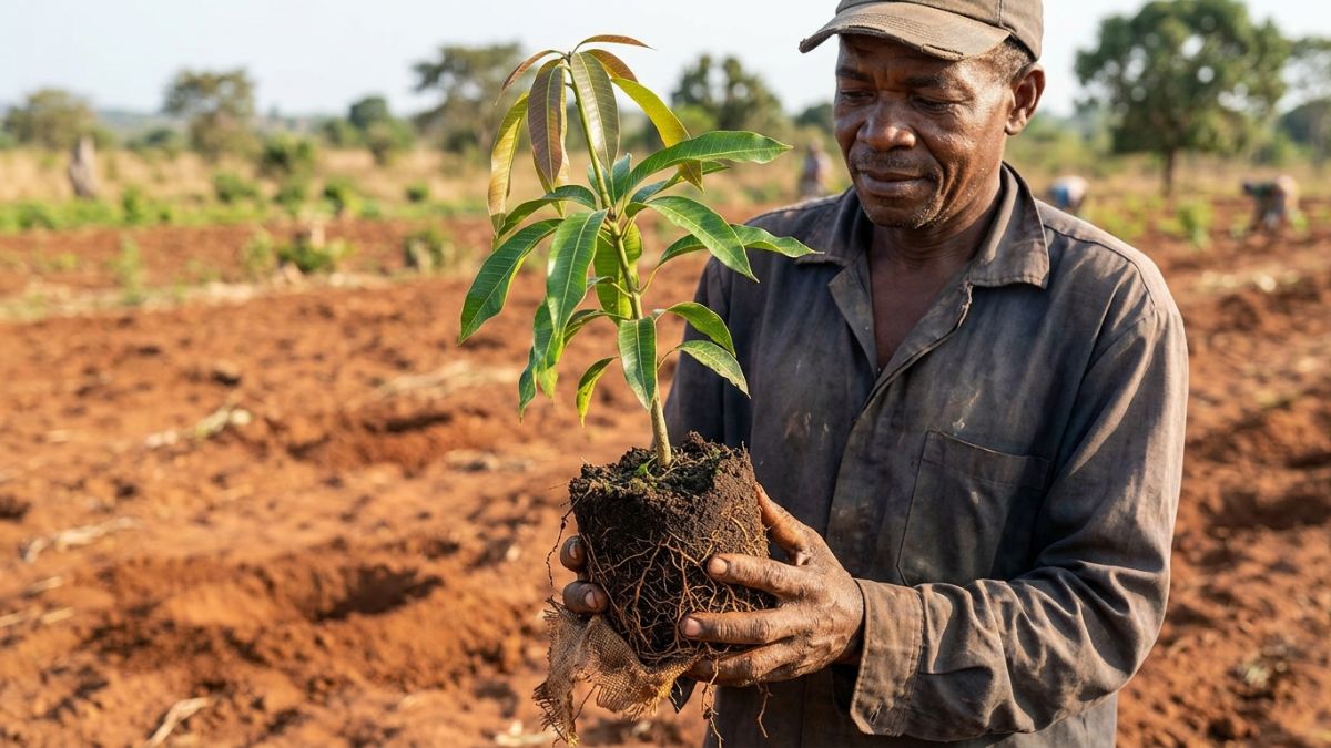 Muda frutífera saudável pronta para transplante