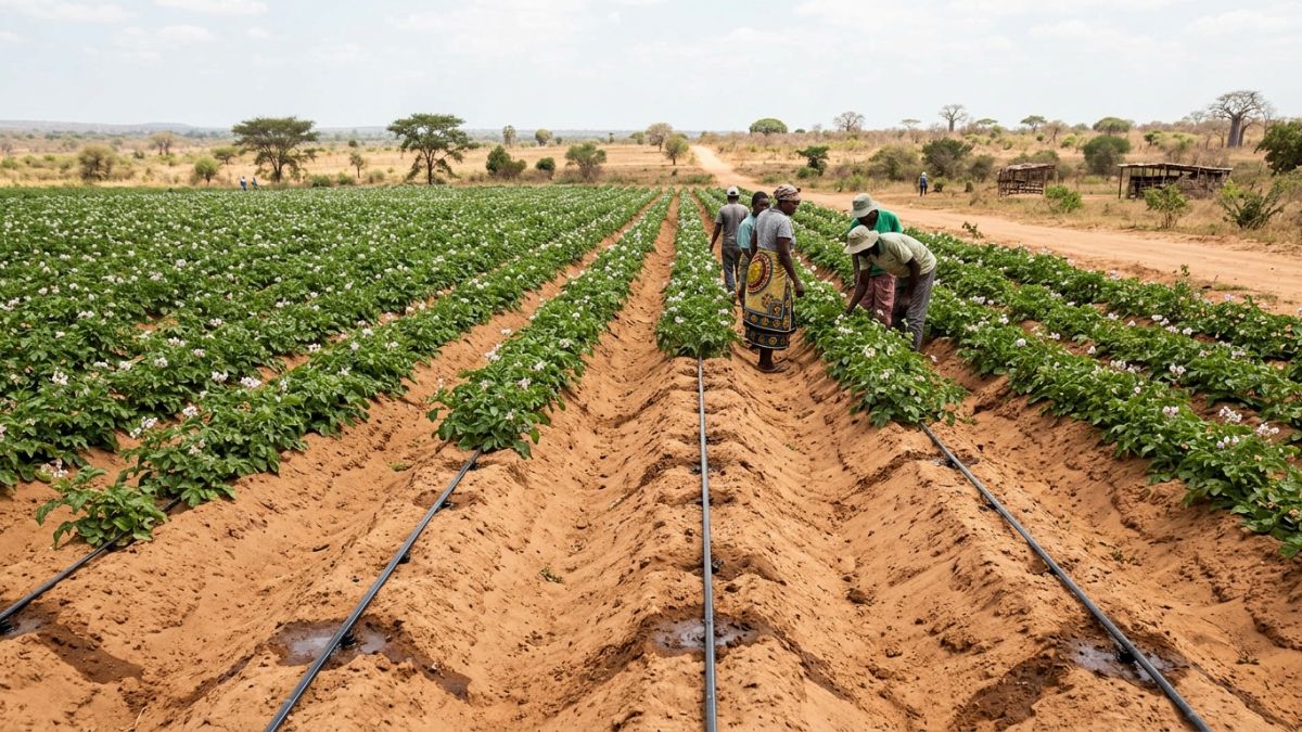 campo de batata-reno com irrigacão gota a gota instalado